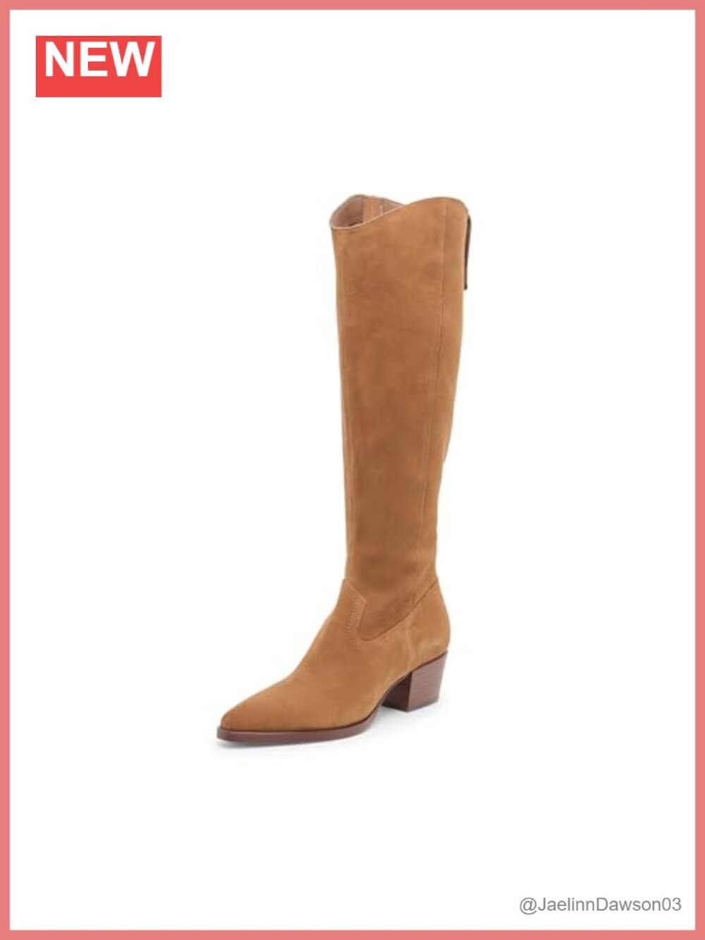 Wide Calf Knee High Waterproof Suede Boot Women's Block Heel Zip